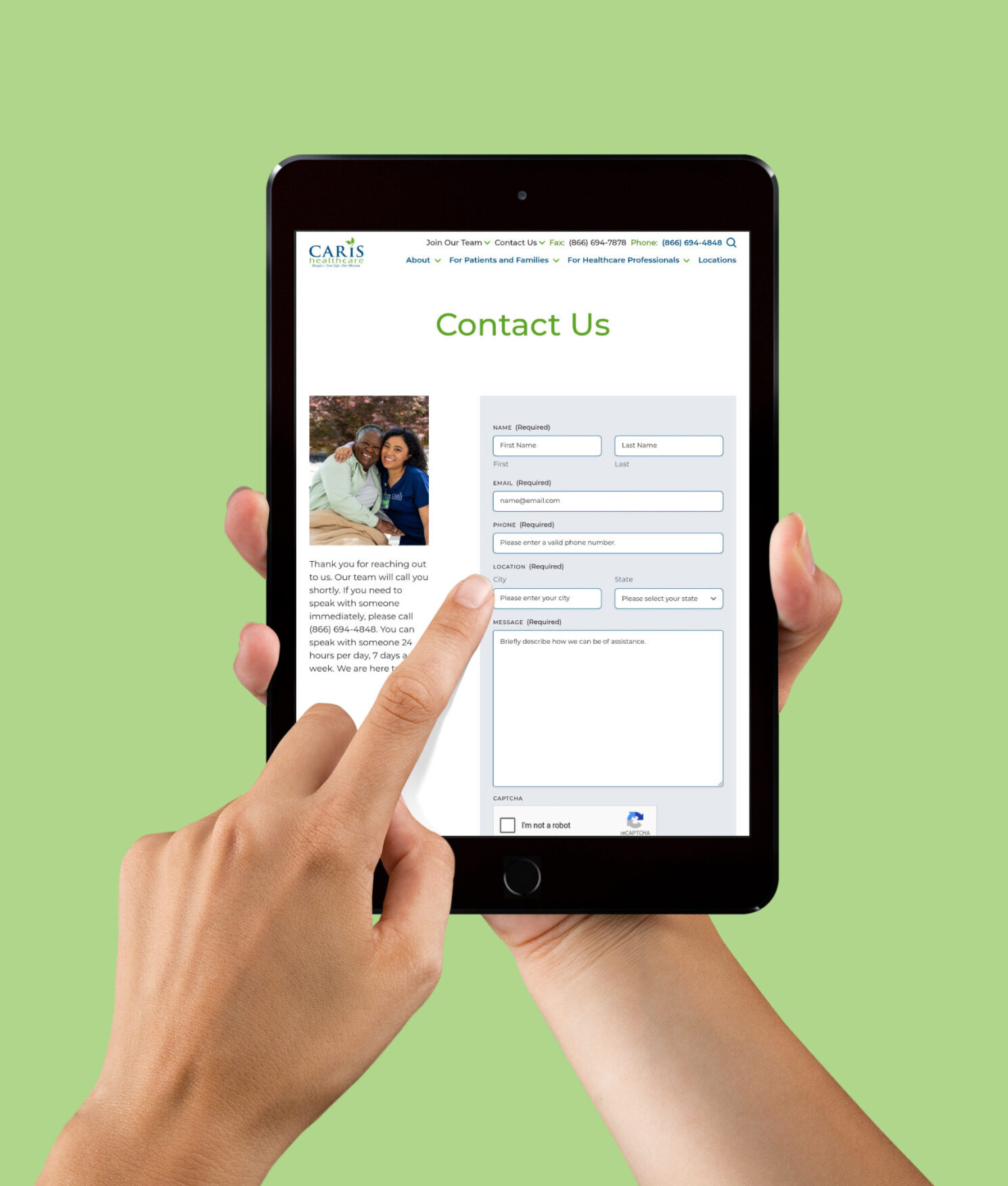 Caris Healthcare on the iPad